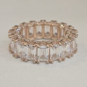 14kt Rose Gold Plated 925 CZ Eternity Band Size 6 US Sterling Silver
